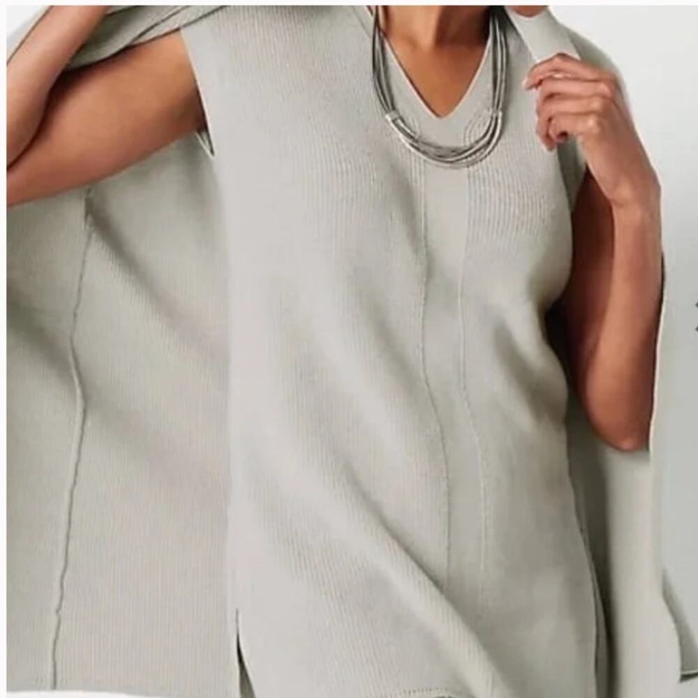 J. JILL NWT knit sweater Sleeveless top gray Sz Large